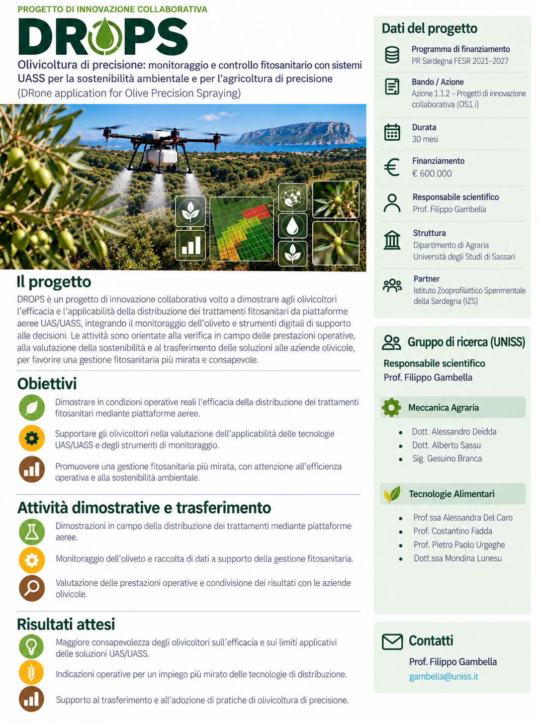 Progetto DROPS per l’olivicoltura di precisione